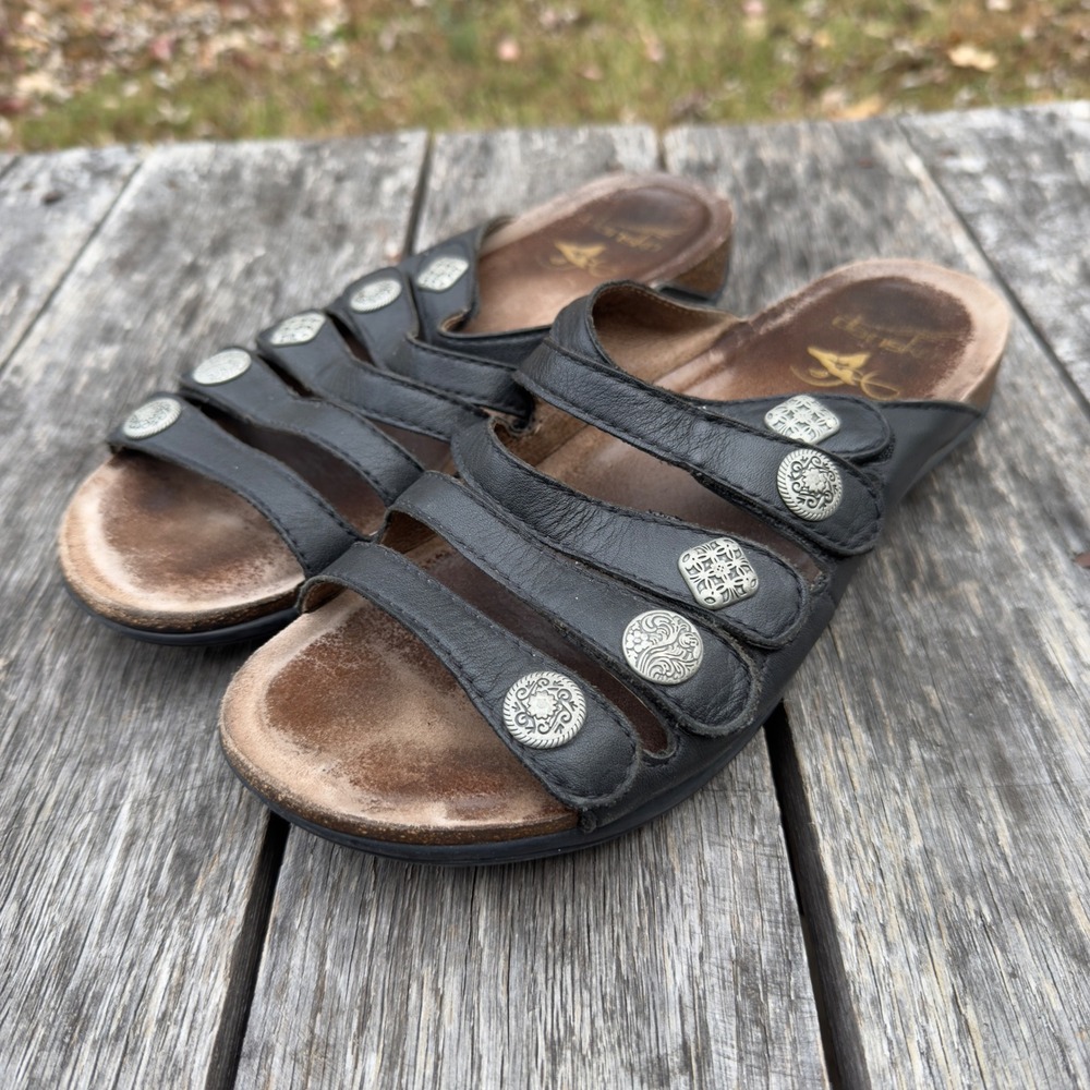 Dansko Black Leather Janie Slide Comfort‎ Slip On Sandals Women EU 40/ US 9.5
